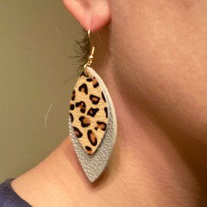 4/$10 All costume jewelry! Silver/Leopard Earrings